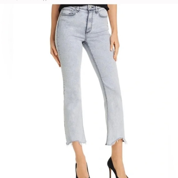 Rag & Bone Nina High Rise Ankle Flare Jeans in Marble White Size 26 - Picture 2 of 13